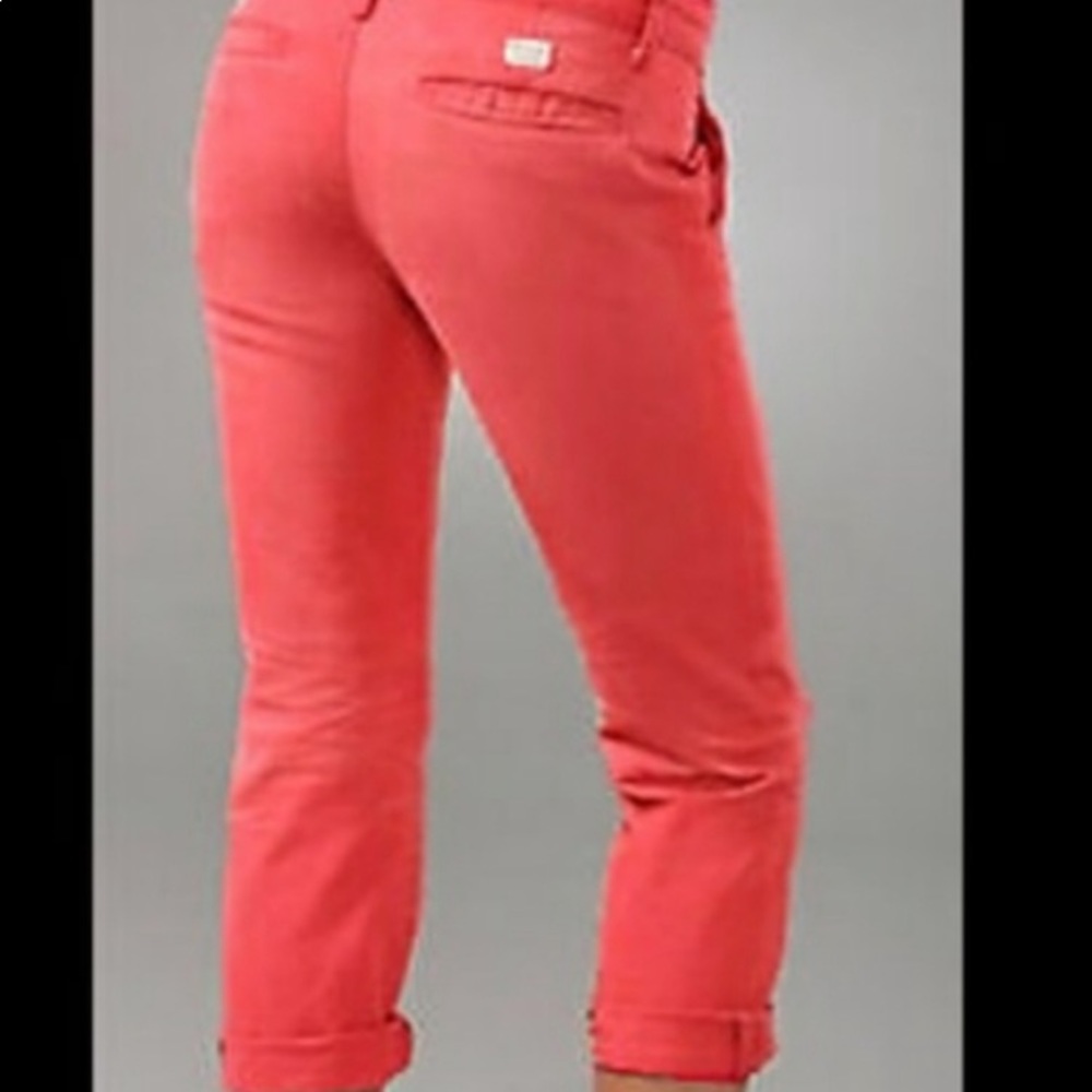 NWT! AG The Ex-Boyfriend Khaki Crop Coral